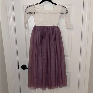 Amazon White and Purple Kids Formal Dress